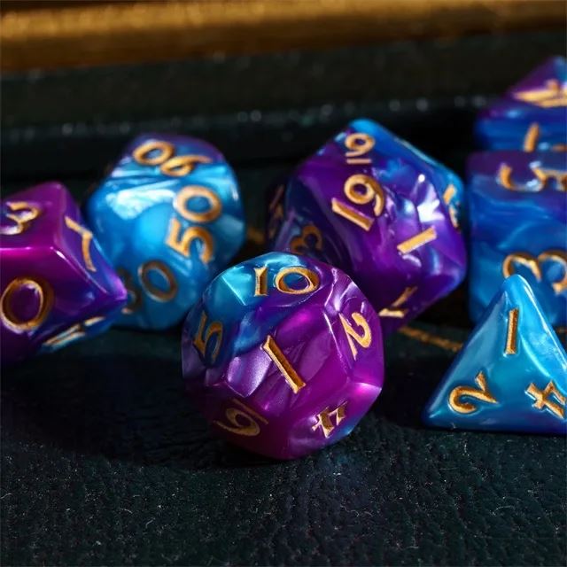 Blend of Purple & Purple Acrylic - 7pcs RPG Mini Dice Set