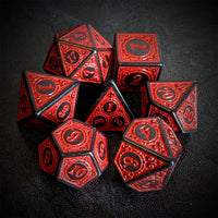 Thumbnail for Red Lattice on Black Acrylic - 7pcs RPG Full Dice Set