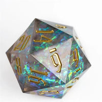 Thumbnail for Candy in Grey & Blue with Silver Foil Sharp Resin - D20 RPG Dice