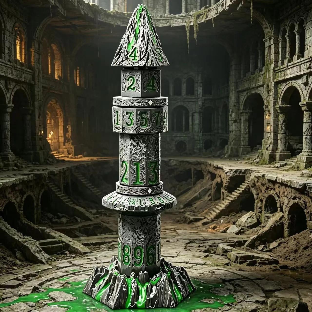 Dice Metal Spinner Tower Green Font Silver
