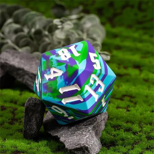 Blue & Green Layered Silicone - D20 RPG Dice