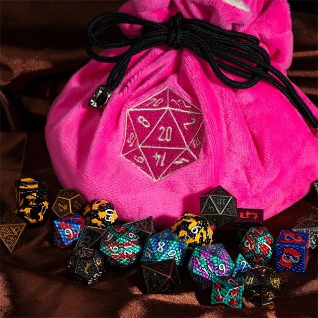 Pink Bag with Compartments - Soft Dice Storage