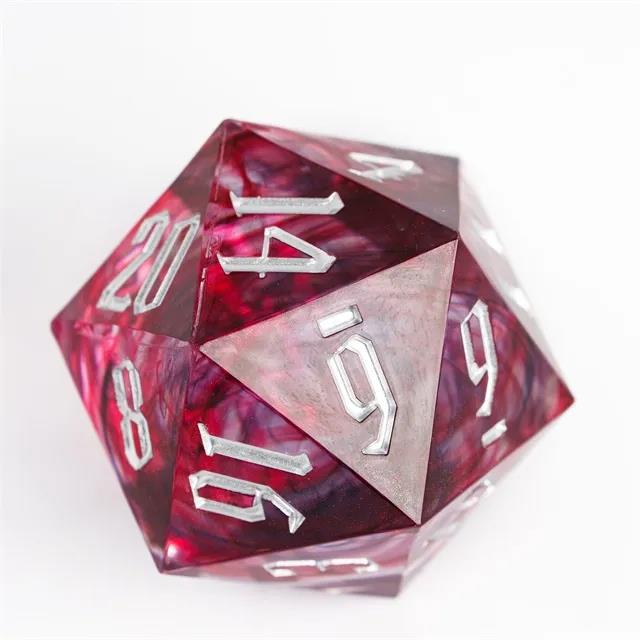 Red Swirl in Red & Clear Sharp Resin - D20 RPG Dice