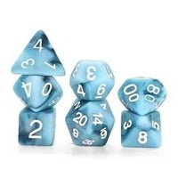 Thumbnail for 7pcs Dice Resin Swirl White Font Frosted Light Blue