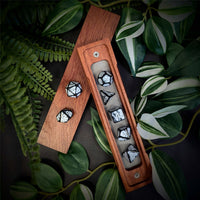 Thumbnail for Washed White on Black Acrylic - 7pcs RPG Full Dice Set