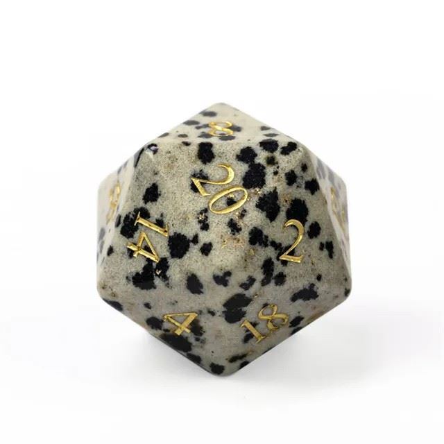 White Dalmatian Jasper Gemstone - 7pcs RPG Dice Set