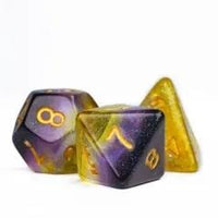 Thumbnail for 7pcs Dice Resin Layer Gold Font Non Binary Blue Purple Yellow