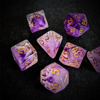 Thumbnail for Purple & White Swirl in Clear Resin - 7pcs RPG Full Dice Set