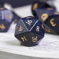 Thumbnail for Navy Blue Goldstone Gemstone - 7pcs RPG Dice Set