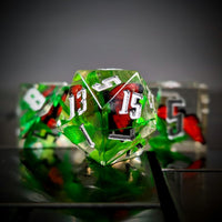 Thumbnail for Red Butterfly in Clear Filled Sharp Resin - 7pcs RPG Dice Set