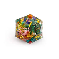 Thumbnail for Flowers in Clear Sharp Resin - D20 RPG Dice