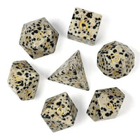 Thumbnail for White Dalmatian Jasper Gemstone - 7pcs RPG Dice Set