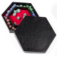 Thumbnail for Red Velvet & Black PU Leather - Hexagon Lid Dice Tray