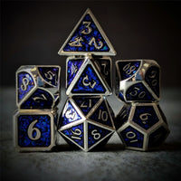 Thumbnail for Glitter Blue Enamel in Silver Metal - 7pcs RPG Dice Set