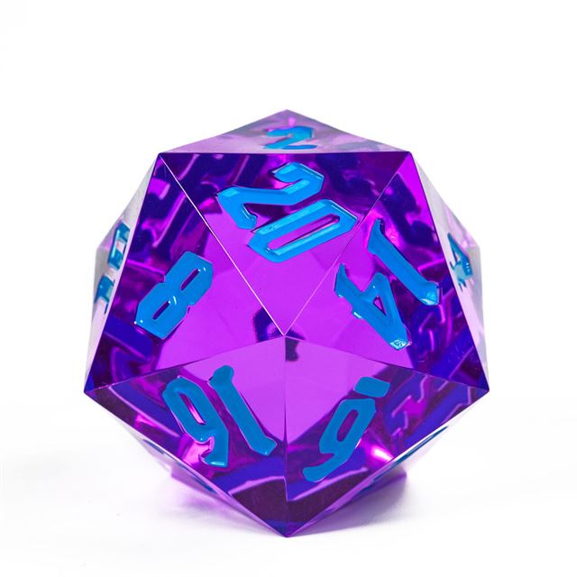 Purple & Clear Sharp Acrylic - D20 RPG Dice