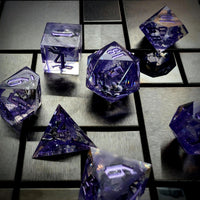 Thumbnail for Spider in Clear & Purple Filled Sharp Resin - 7pcs RPG Dice Set