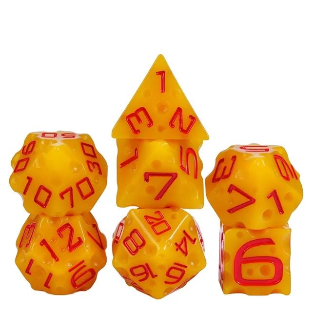 Yellow Cheese Resin -  7pcs RPG Dice Set