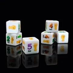 6pcs D6 16mm Dice Acrylic Sign Language Numbers Multicolour