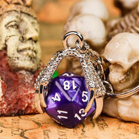 Thumbnail for Silver & Purple Acrylic in Metal Claw - D20 Keyring