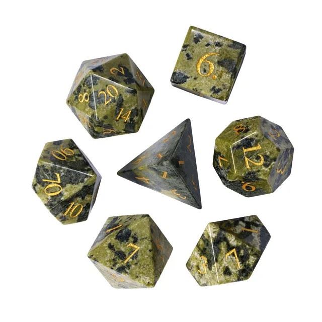 Green Jade Gemstone - 7pcs RPG Dice Set