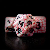 Thumbnail for Cracked Red on White Acrylic - 7pcs RPG Full Dice Set
