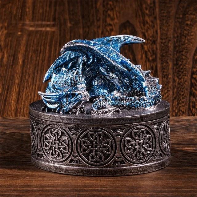 Blue Resin Sleeping Dragon - Dice Storage