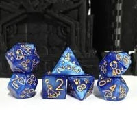 Thumbnail for 7pcs Dice Acrylic Pattern Dogs Gold Font Blue