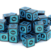 Thumbnail for 16mm Black & Blue Acrylic Lattice  - 6pcs D6 RPG Dice Set