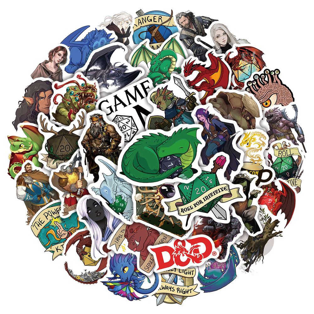 50pcs DND Characters Stickers - Novelty