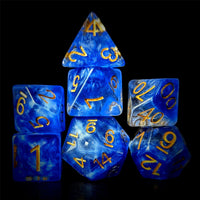 Thumbnail for Royal Blue Swirl in Clear Resin - 7pcs RPG Full Dice Set