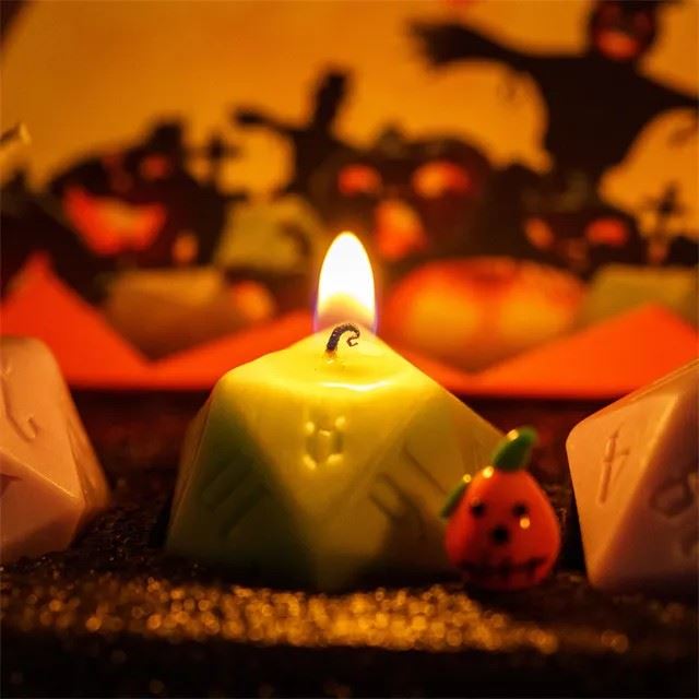 Halloween Green, Purple and Orange Candle Set