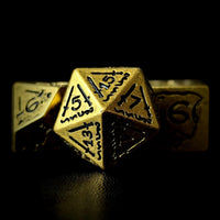 Thumbnail for 7pcs RPG Full Dice Set - Black Pattern on Gold Resin