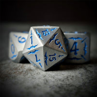 Thumbnail for Blue Sword in Silver Metal - 7pcs RPG Dice Set