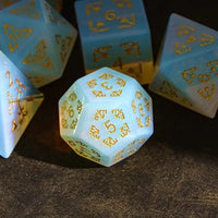 Thumbnail for Stars on White Opalite Gemstone - 7pcs RPG Dice Set