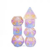 Thumbnail for 7pcs Dice Resin Layer Gold Font Bigender White Purple Blue