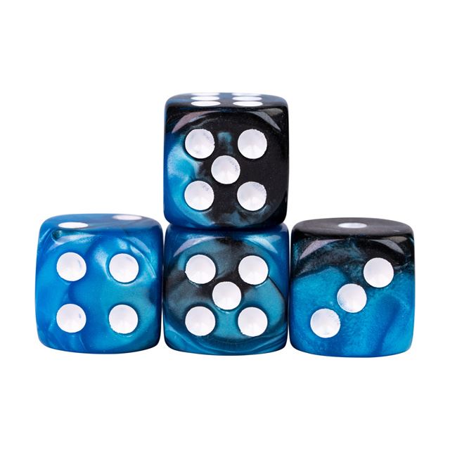 12mm Blue & Black Acrylic - 10pcs D6 RPG Dice Set