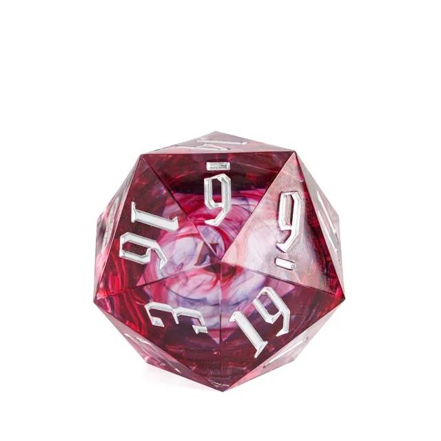 Red Swirl in Red & Clear Sharp Resin - D20 RPG Dice