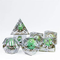 Thumbnail for Green Dragon Egg in Clear Filled Sharp Resin - 7pcs RPG Dice Set