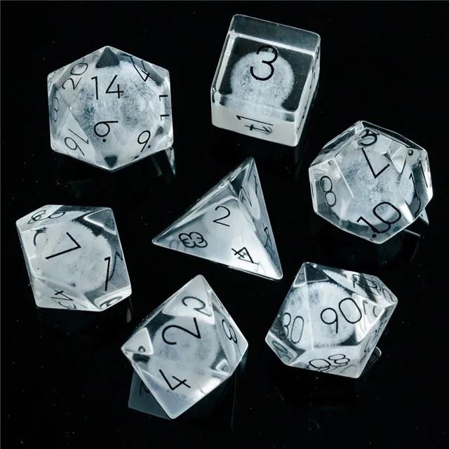 Dandelion in Clear Glass - 7pcs RPG Dice Set