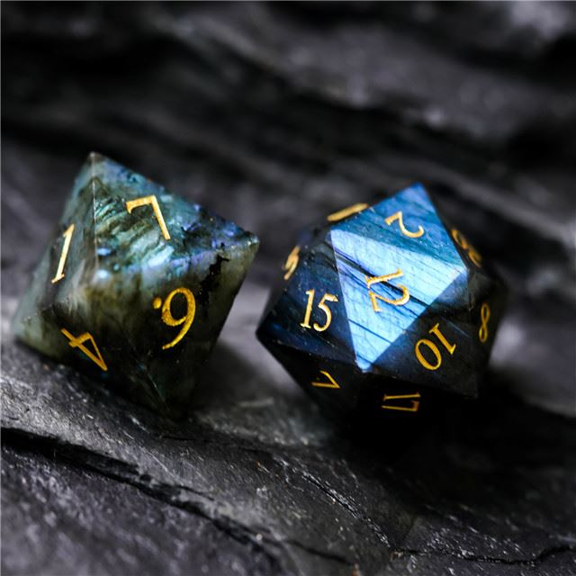 Blue Labradorite Gemstone - 7pcs RPG Dice Set