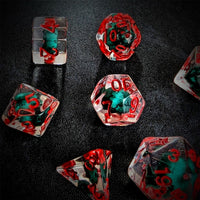 Thumbnail for Green Skull in Clear Resin - 7pcs RPG Full Dice Set