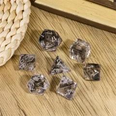 Black Swirl in Clear Resin - 7pcs RPG Full Dice Set