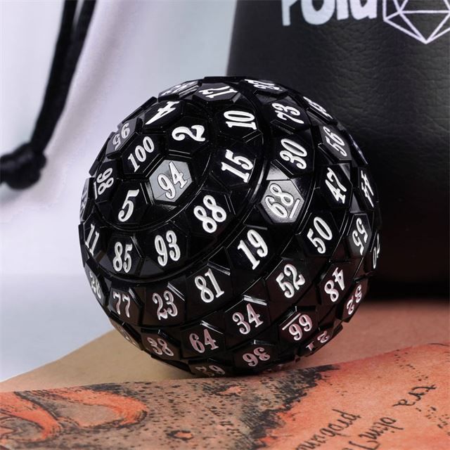 Black Raised Face Acrylic - D100 RPG Dice