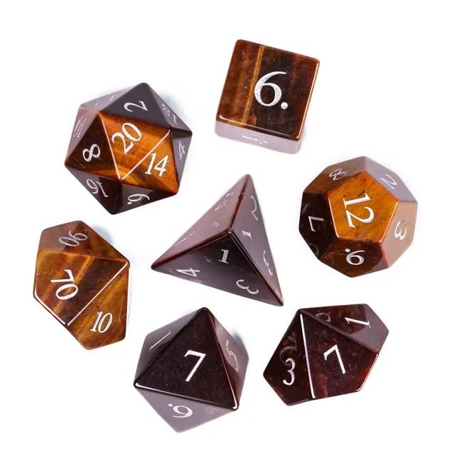 Tigers Eye Gemstone - 7pcs RPG Dice Set