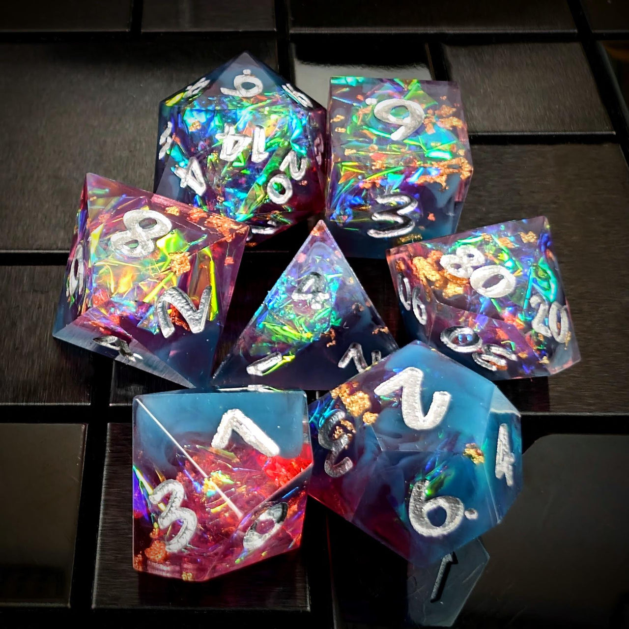 Candy in Pink & Blue Sharp Resin - 7pcs RPG Dice Set