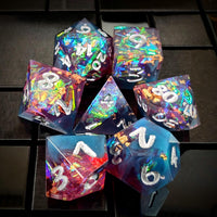 Thumbnail for Candy in Pink & Blue Sharp Resin - 7pcs RPG Dice Set