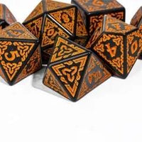 Thumbnail for Orange Celtic Knot on Black Acrylic - 7pcs RPG Full Dice Set