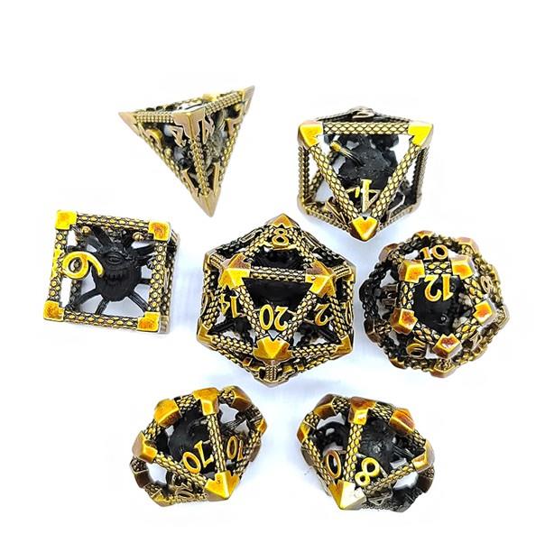 7pcs Dice Metal Hollow Watcher Gold Black