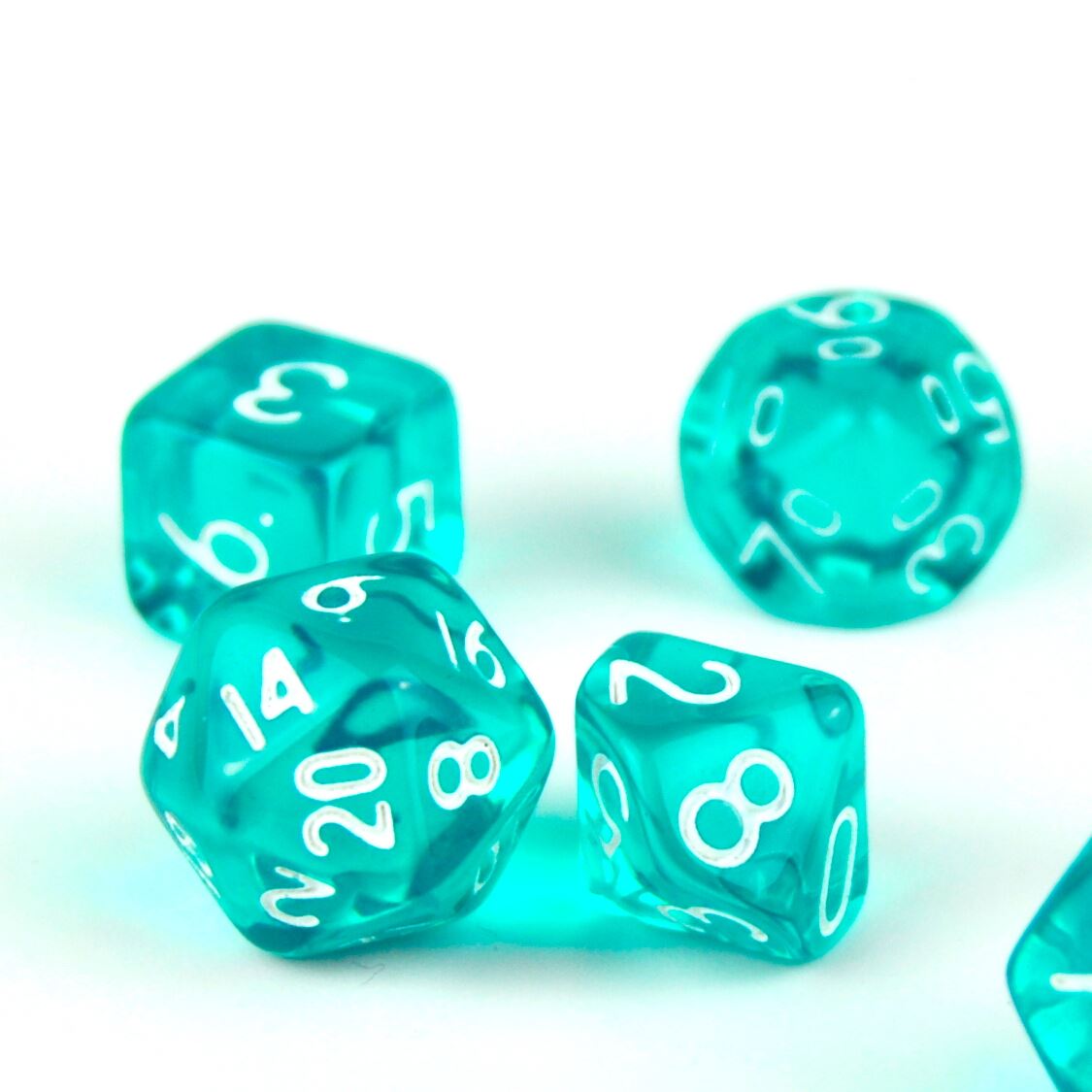 Cyan & Clear Acrylic - 7pcs RPG Mini Dice Set