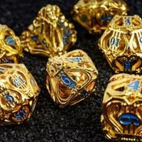 Thumbnail for 7pcs Dice Metal Hollow Lute Blue Font Gold